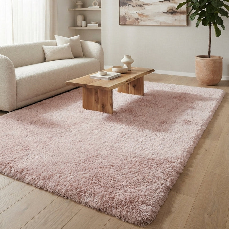 Mila Machine Washable Shaggy Blush Rug