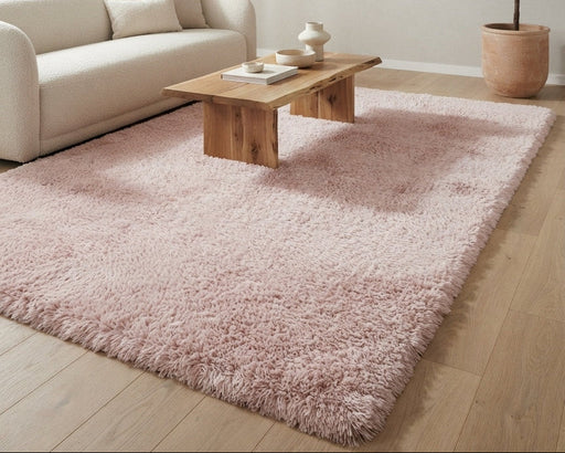 Mila Machine Washable Shaggy Blush Rug
