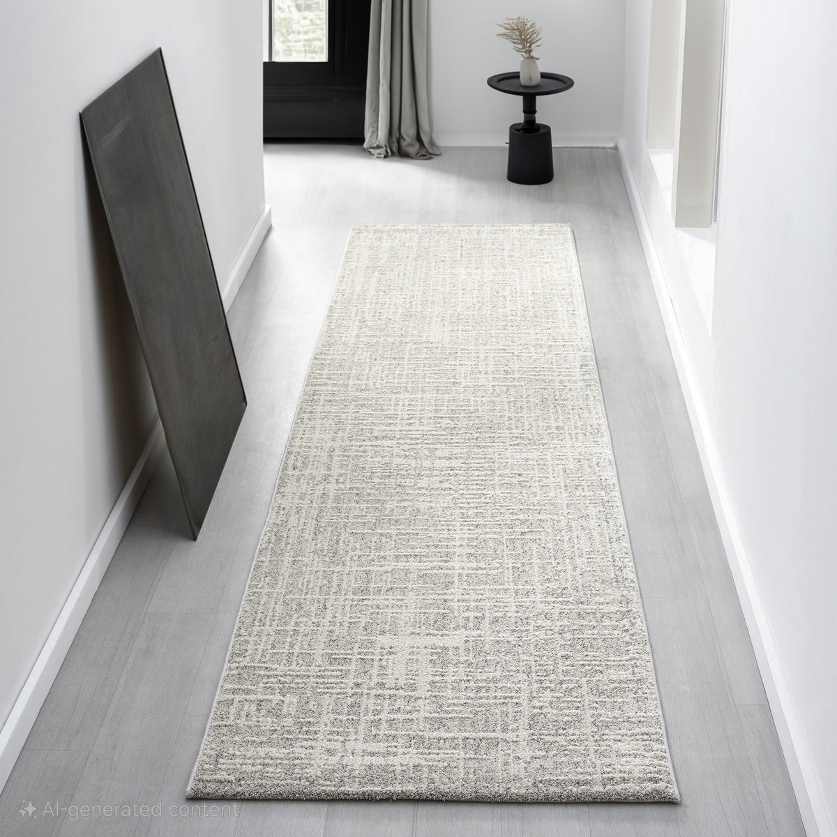 Modern soft polyester and polypropylene Grey Runner Rug — SydneyRugsOnline