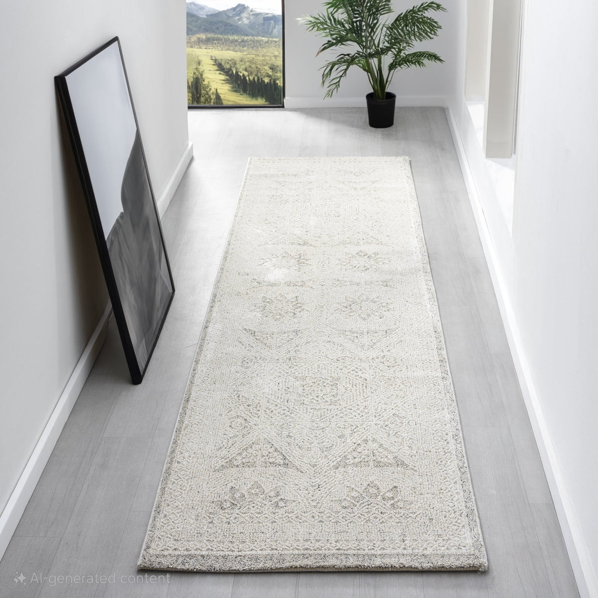 Modern soft polyester and polypropylene Grey Runner Rug — SydneyRugsOnline