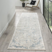 Celestial Medallion Flower Grey Blue Runner Rug