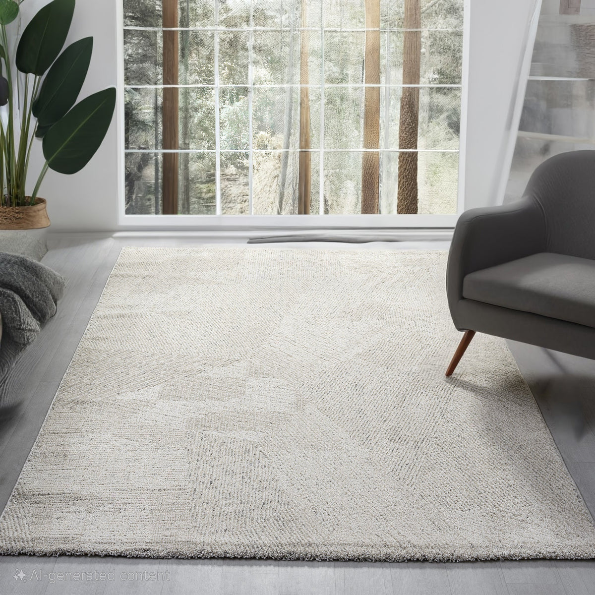 Rectangle Modern soft polyester and polypropylene Grey Rug ...