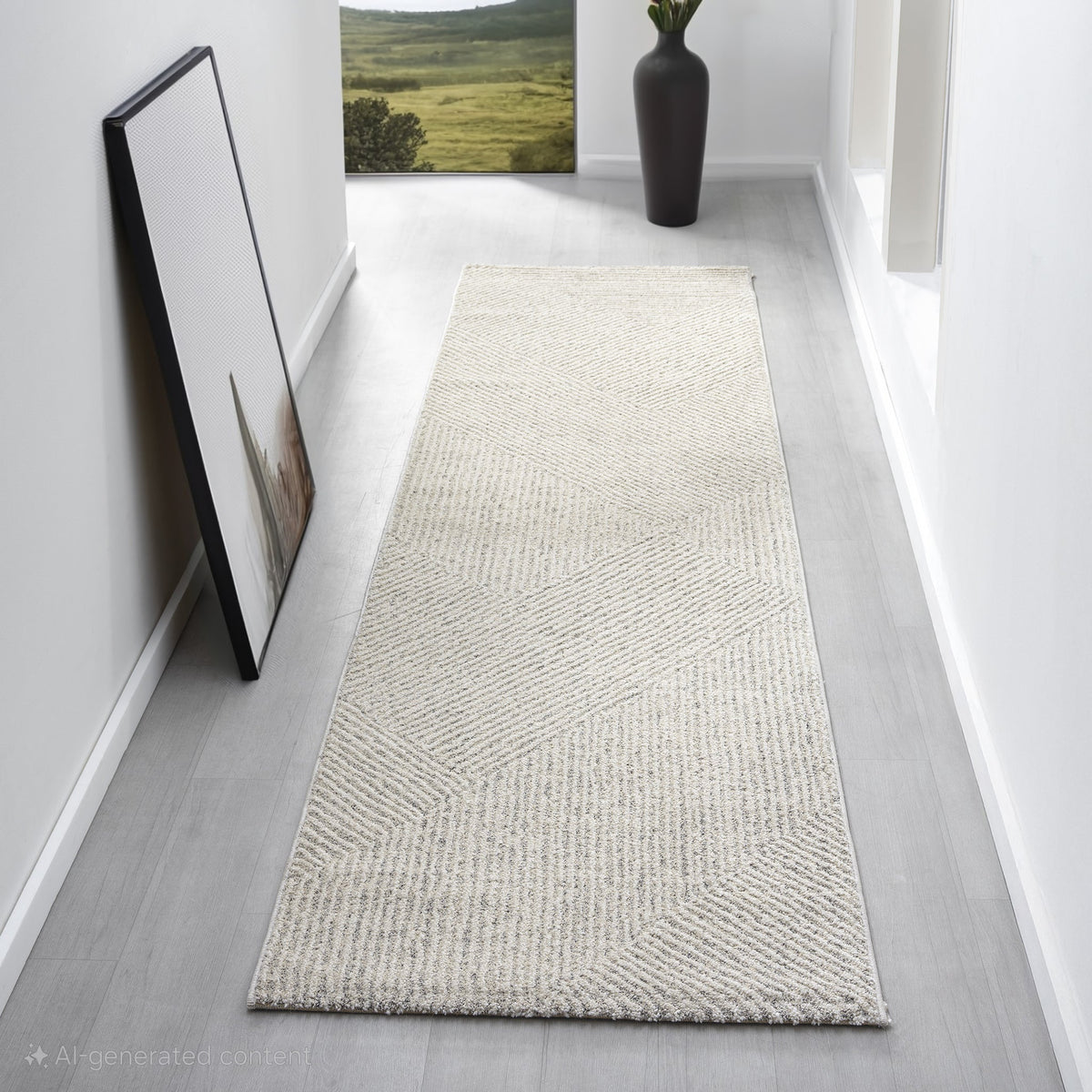 Modern soft polyester and polypropylene Grey Runner Rug — SydneyRugsOnline