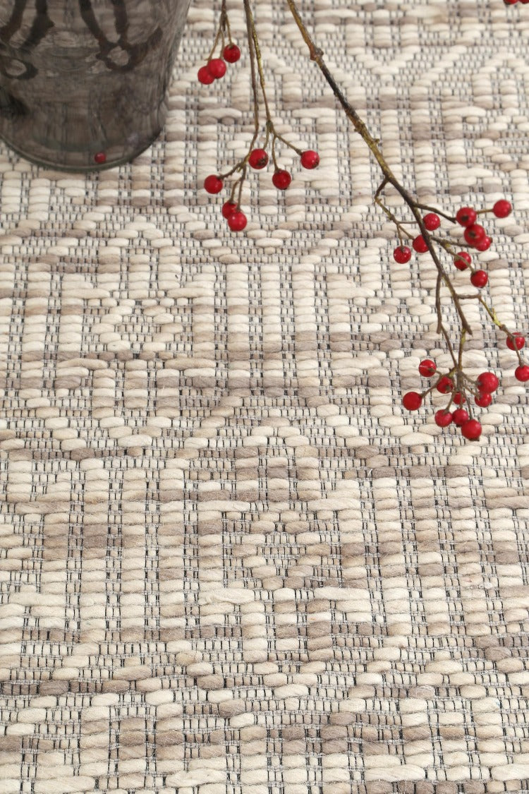 Wamberal Geometric Beige Wool Rug
