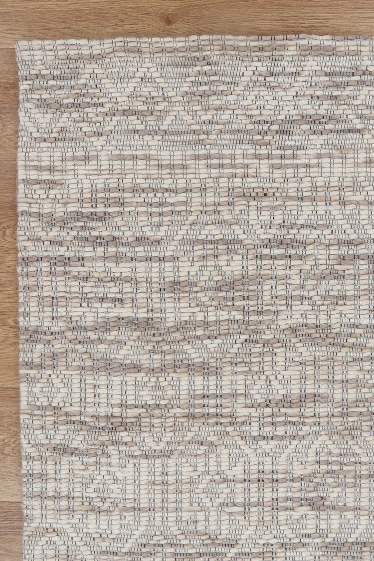 Wamberal Geometric Beige Wool Rug