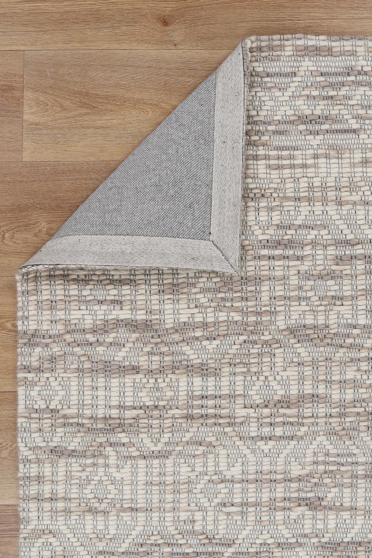 Wamberal Geometric Beige Wool Rug