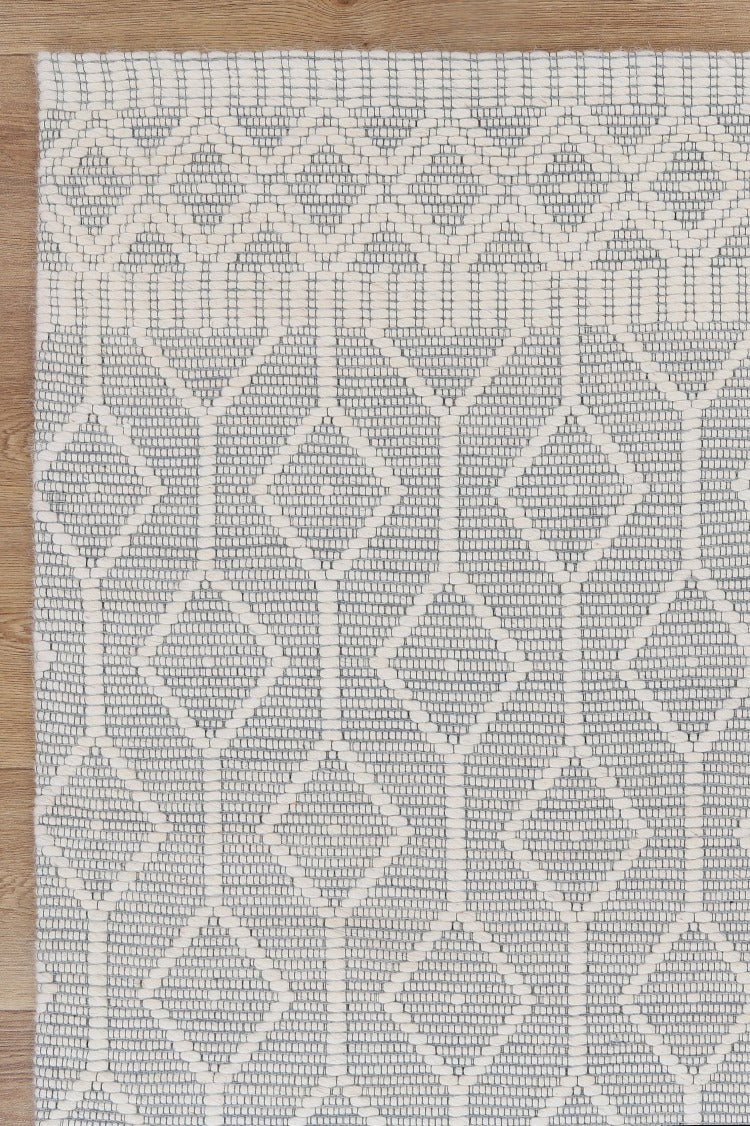 Wamberal Lattice Light Grey Wool Rug
