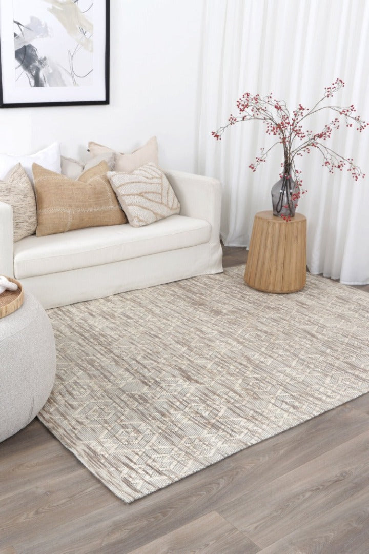 Wamberal Diamond Beige Wool Rug