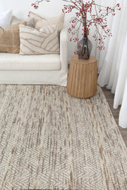 Wamberal Chevron Beige Wool Rug