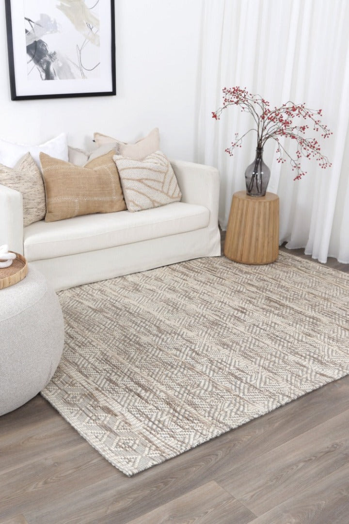Wamberal Chevron Beige Wool Rug