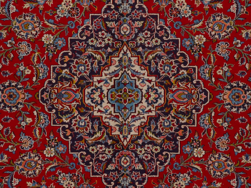 Persian Kashan Red Blue Handmade Rug