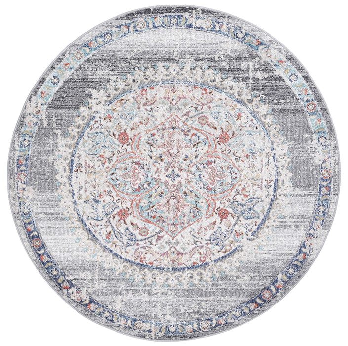 Chamber Hollow Medalion Transitional Grey Round Rug