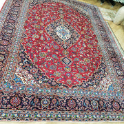 Persian Kashan Red Blue Handmade Rug