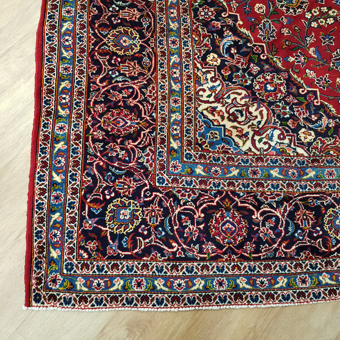 Persian Kashan Red Blue Handmade Rug