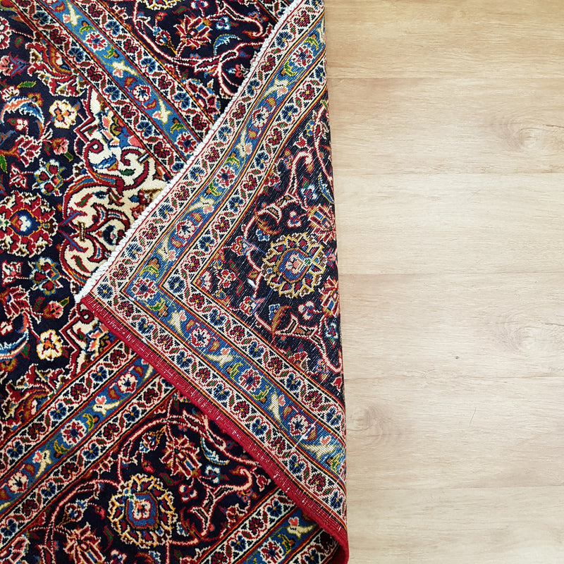 Persian Kashan Red Blue Handmade Rug