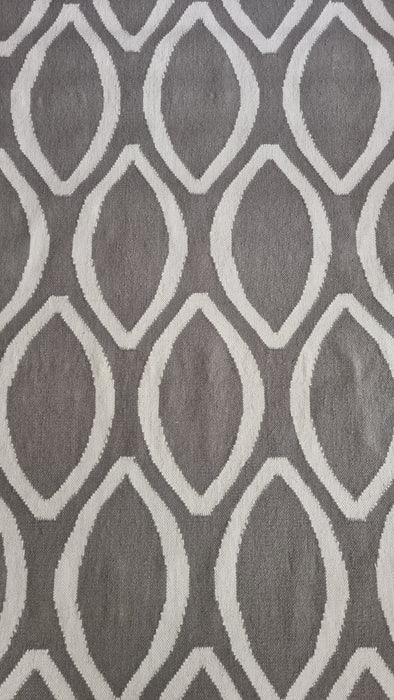 Flat Weave Oval Print Grey Rug