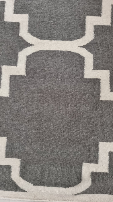 Flat Weave Large Moroccan Design Grey Rug