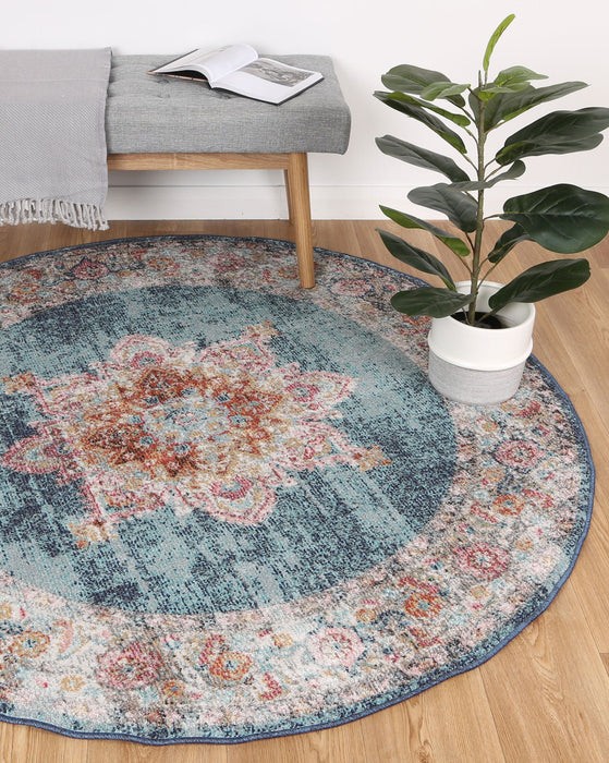 Chamber Brentwood Transitional Navy Round Rug