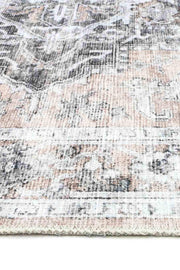 Distressed Vintage Major Fade Black Pink Rug