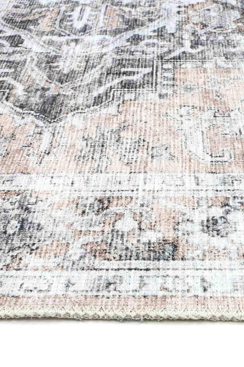 Distressed Vintage Major Fade Black Pink Rug