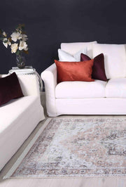 Distressed Vintage Major Fade Black Pink Rug