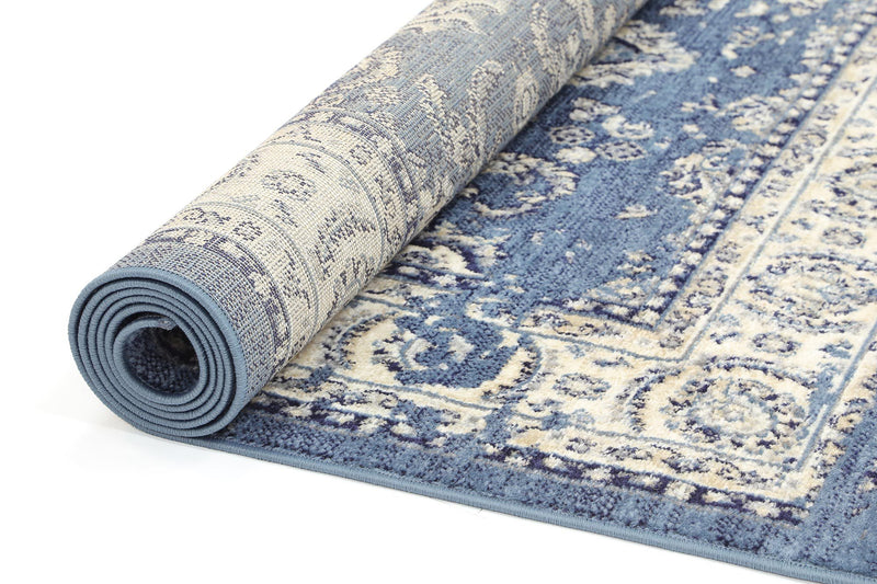 Aarya Navy Blue Ziegler Distressed Ikat Rug