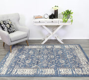 Aarya Navy Blue Ziegler Distressed Ikat Rug