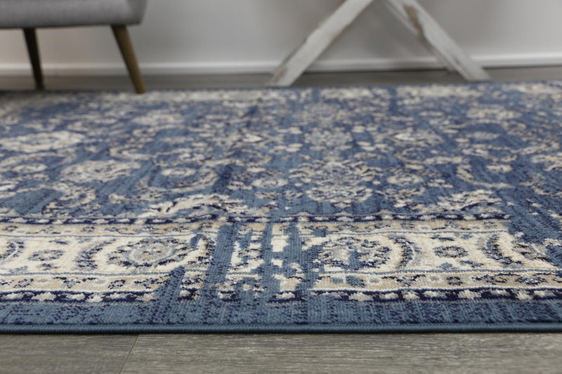 Aarya Navy Blue Ziegler Distressed Ikat Rug
