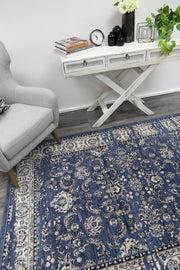 Aarya Navy Blue Ziegler Distressed Ikat Rug