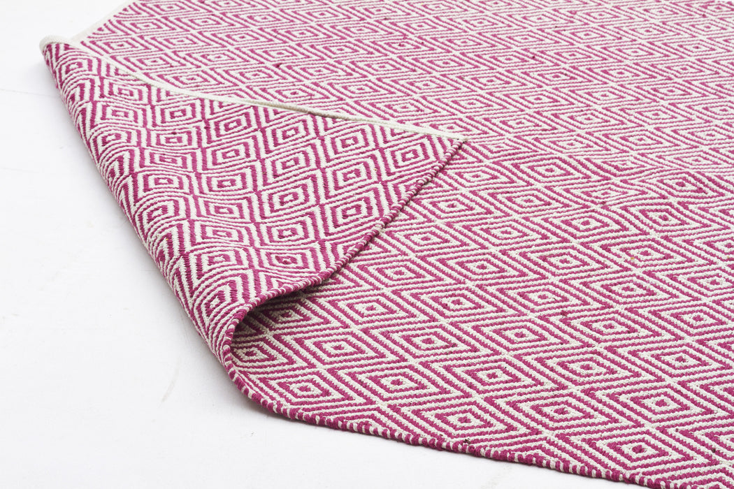 Modern Flatweave Diamond Design Pink Rug