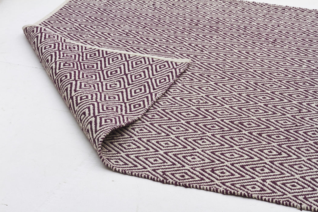 Modern Flatweave Diamond Design Purple Rug
