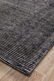 Cloud Black Cotton Rayon Rug