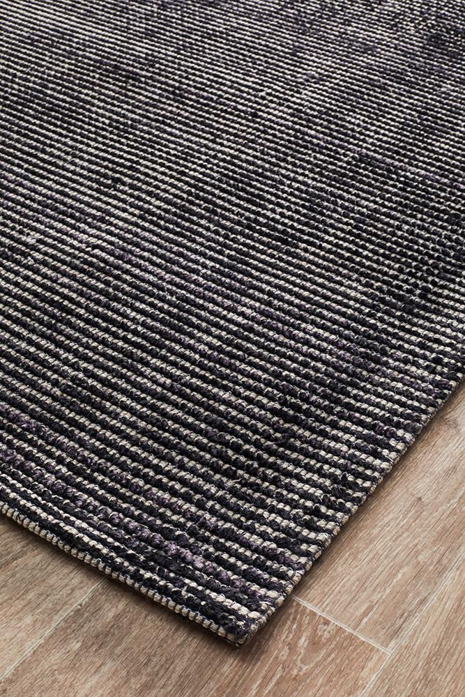 Cloud Black Cotton Rayon Rug