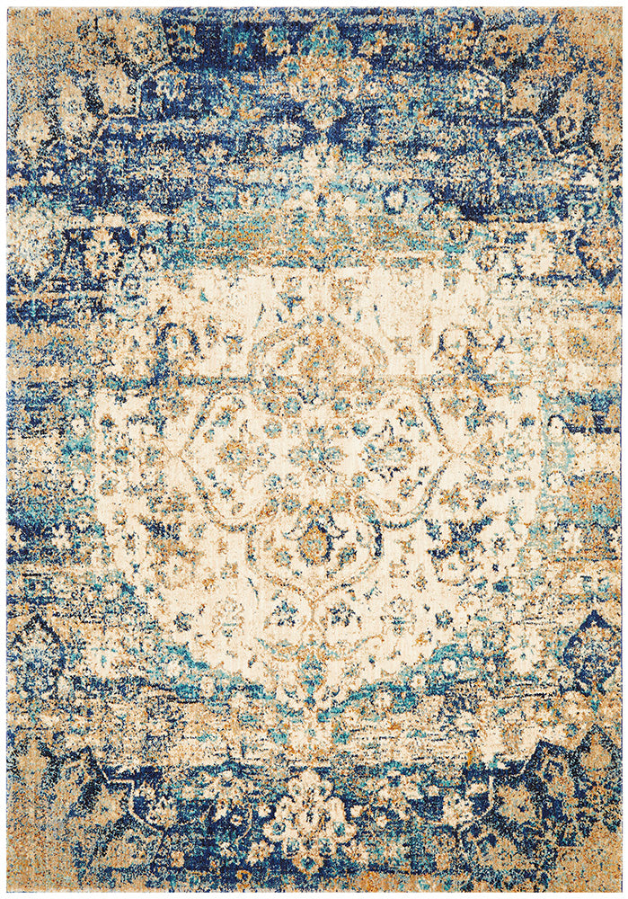 Venice Stunning Designer Rug Ivory Blue