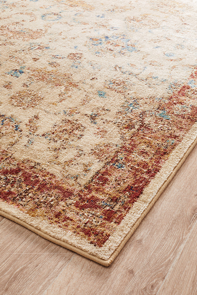 Tuskany Stunning Designer Rug Ivory Rust