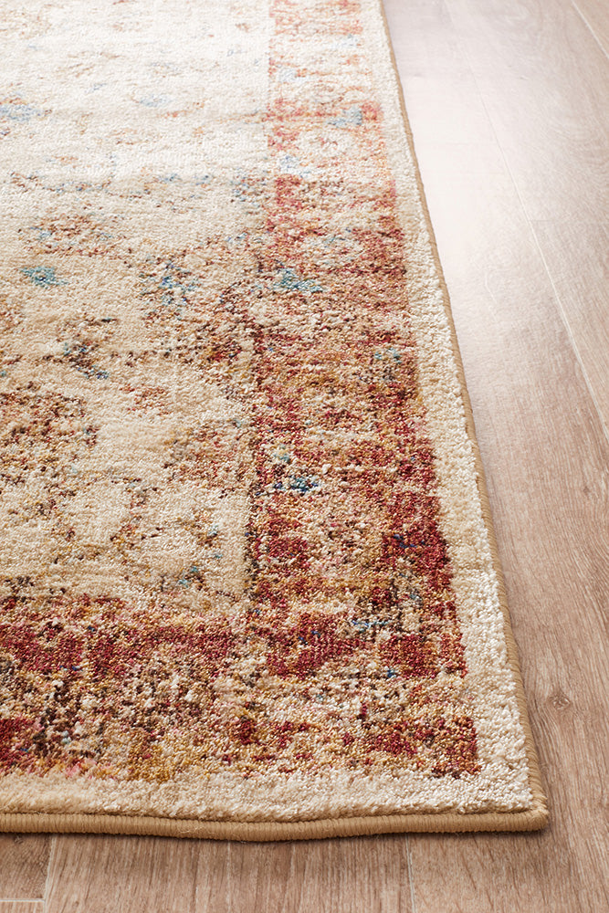 Tuskany Stunning Designer Rug Ivory Rust