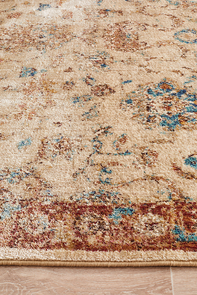 Tuskany Stunning Designer Rug Ivory Rust