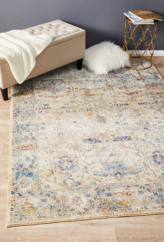 Sanremo Stunning Designer Rug Ivory Blue