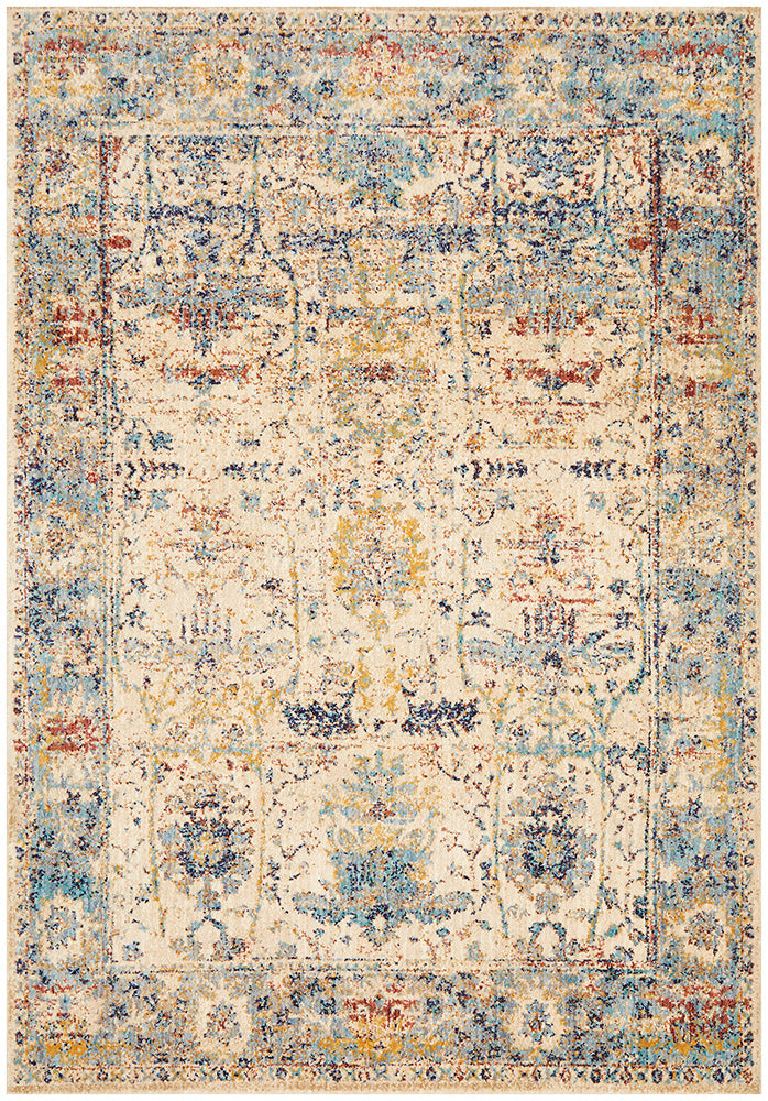 Sanremo Stunning Designer Rug Ivory Blue