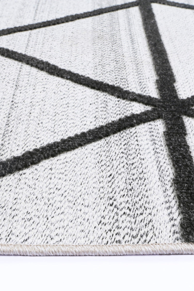 Aresa Cream Anthrasite Diamond Rug