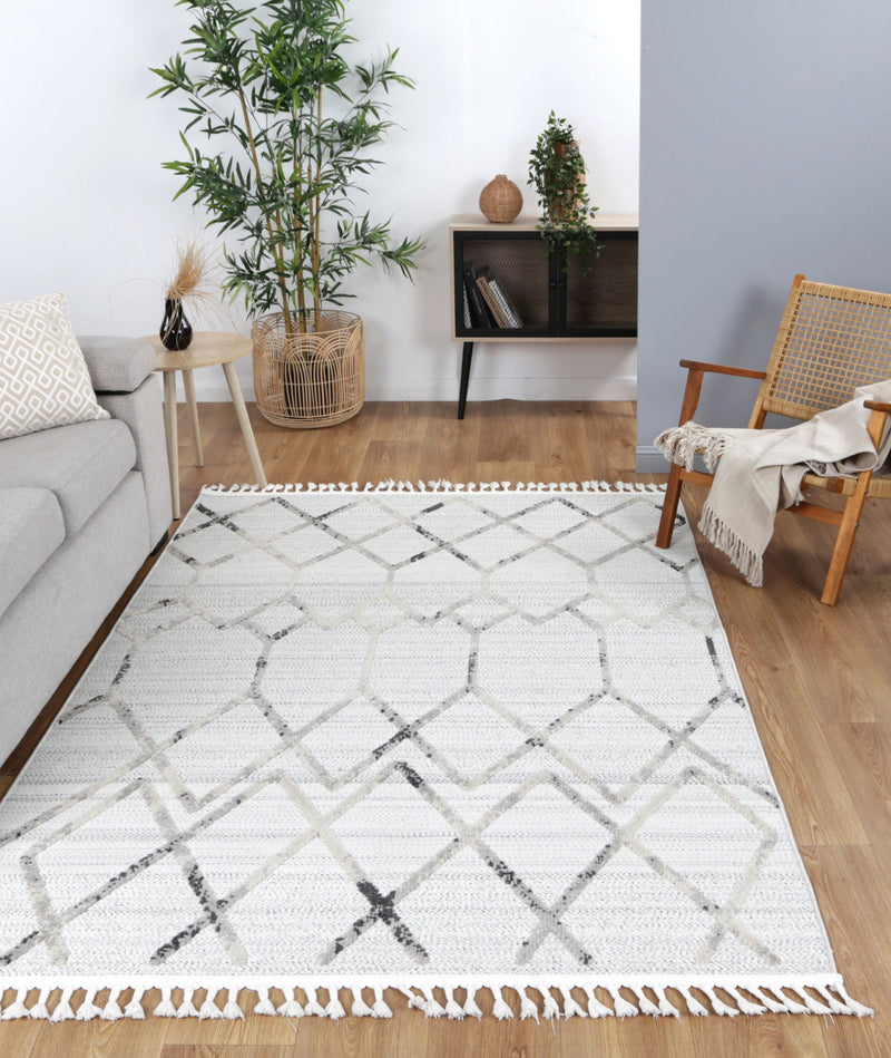 Aresa Cream Grey Diamond Rug