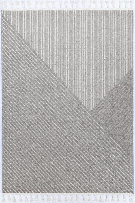 Aresa Cream Grey Geometric Striped Rug