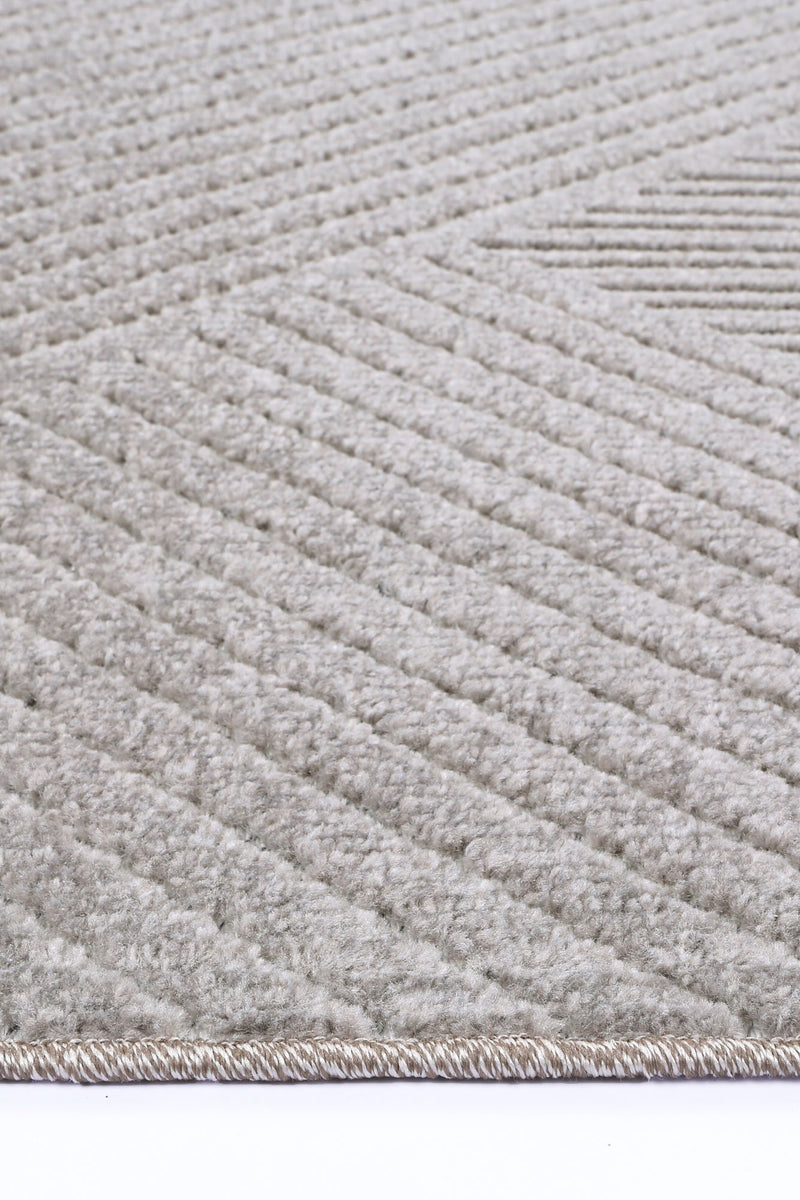 Aresa Cream Grey Geometric Striped Rug