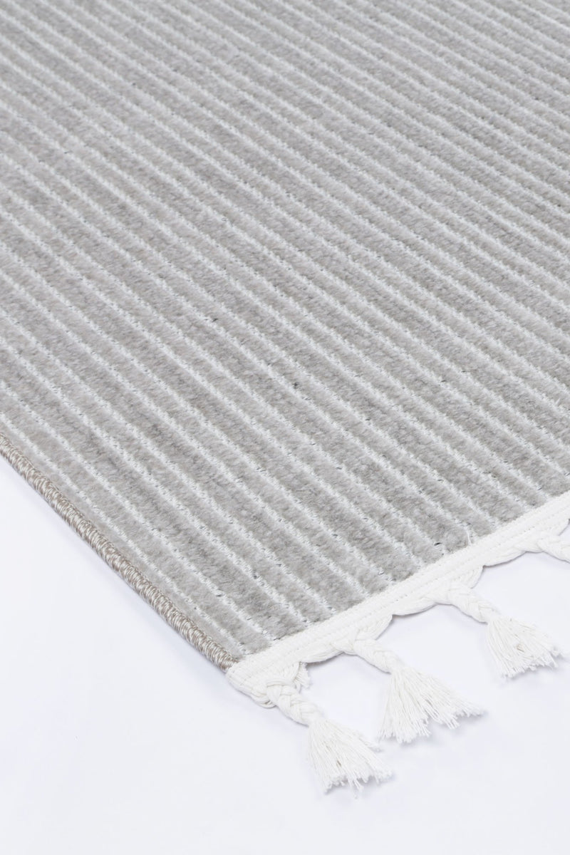 Aresa Cream Grey Geometric Striped Rug