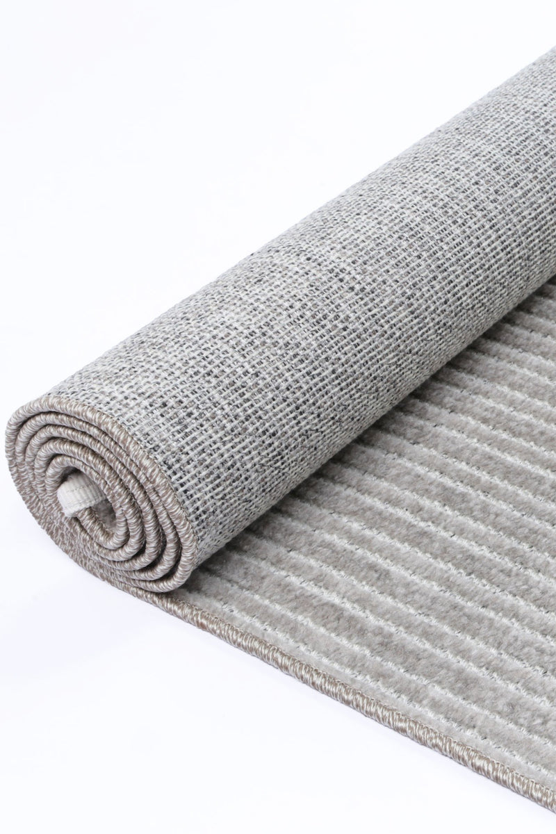 Aresa Cream Grey Geometric Striped Rug