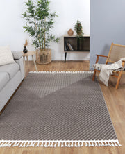 Aresa Cream Brown Geometric Striped Rug