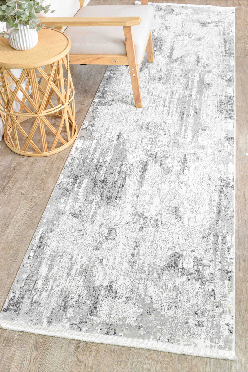 Griffon Gill Grey White Grey Rug