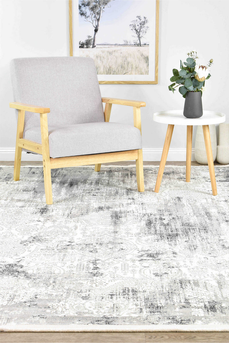 Griffon Gill Grey White Grey Rug