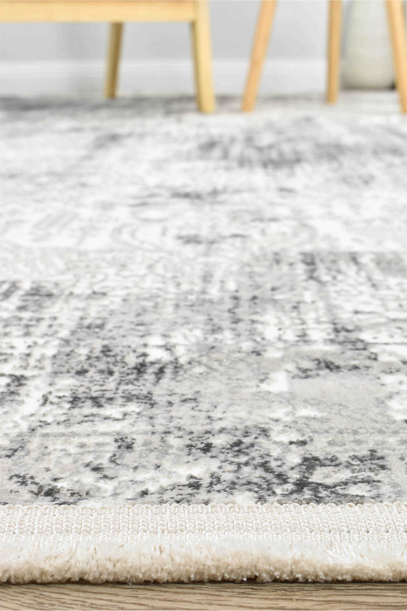 Griffon Gill Grey White Grey Rug