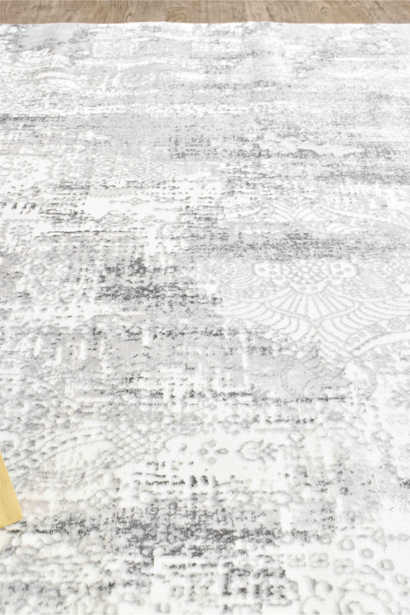 Griffon Gill Grey White Grey Rug